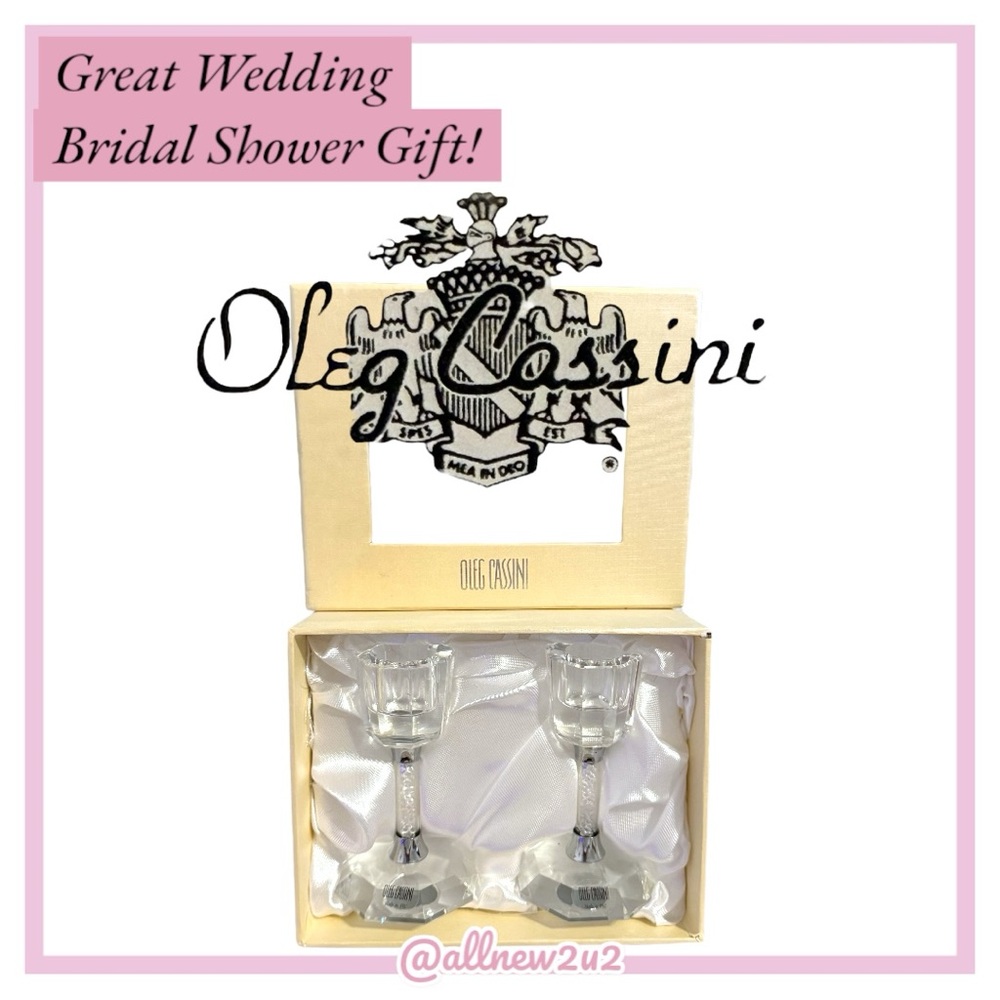 Oleg Cassini Elegant Crystal Glitter Candle Holders